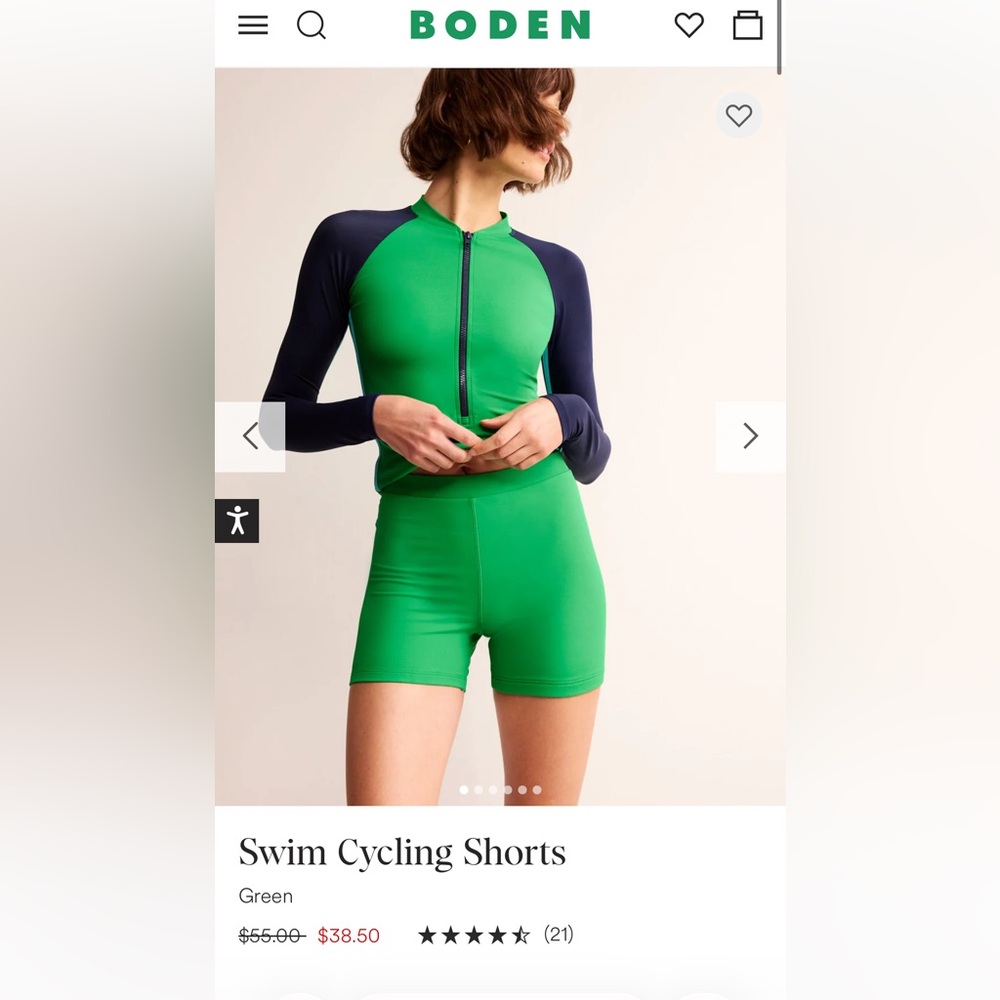 Boden Vibrant Green Swim Cycling Shorts